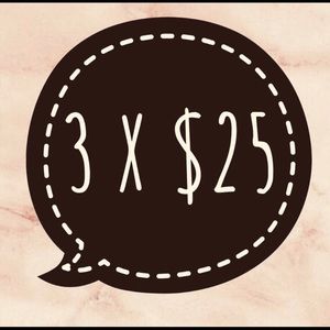 SALE!! 👛👛 on items marked 3 for $25
